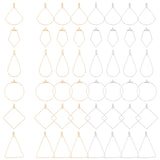 48Pcs 12 Styles 304 Stainless Steel Wire Pendants, Hoop Earring Findings, Golden & Stainless Steel Color, 4pcs/style