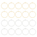 20Pcs 2 Colors Brass Connector Charms, Ring Links, Real Gold Plated & Real Platinum Plated, 28x25x1mm, Hole: 1mm, 10pcs/color