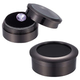 2Pcs 2 Style Alloy Loose Diamond Boxes, Flat Round with Clear Glass Window and Sponge Inside, for Jewelry Cabochons Displays, Electrophoresis Black, 3.25~4x1.5~1.65cm, 1pc/style