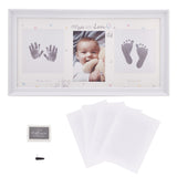 PVC Baby Hand and Footprint Kit Frame, Baby Growth DIY Photo Frame, Rectangle, White, 206x385x17.5mm