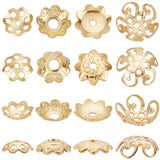 120Pcs 4 Styles 8-Petal & Multi-Petal & 5-Petal 304 Stainless Steel Flower Bead Caps, Golden, 6~8x1.5~3mm, Hole: 0.8~2.1mm, 30pcs/style