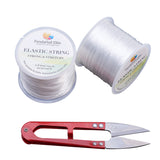 60m Elastic Stretch Polyester Threads with Sharp Steel Scissors Jewelry Bracelets Craft Cords 2 Rolls and 1 Random Color String Cutter, White, Scissor: 106x22x10mm, Wire: 0.8mm, about 60m/roll