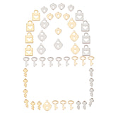 304 Stainless Steel Charms, Lock & Key, Golden & Stainless Steel Color, 48pcs/box