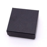 Kraft Paper Jewelry Boxes, with Black Sponge Inside, Square, Black, 2-7/8x2-7/8x1-3/8 inch(7.3x7.3x3.5cm)