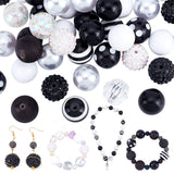 1 Set Opaque Acrylic Beads Set, Kid Chunky Beads, Round, Black, 20x19.5~20mm, Hole: 3mm, 50pcs/set