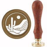 Brass Wax Seal Stamp with Handle, for DIY Scrapbooking, Cactus Pattern, 3.5x1.18 inch(8.9x3cm)