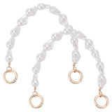 ABS Imitation Pearl Nugget Beaded Bag Handles, with Alloy Spring Gate Ring, Light Gold, 310mm, 2pcs/box