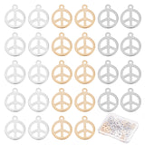 70Pcs 3 Style 201 Stainless Steel Charms, Laser Cut, Peace Sign, Mixed Color, 15x12~12.5x1mm, Hole: 1.4mm