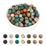 Natural Ocean Jasper/Ocean Agate Beads Strands, Round, 6.5~6.8mm, Hole: 1mm, about 60pcs/Strand, 15.28 inch(38.8cm), 2strands