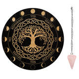 DIY Wiccan Altar Supplies Kits, with Cone Natural Rose Quartz Pendants, 304 Stainless Steel Cable Chain Necklaces and Wood Pendulum Board, Tree of Life Pattern, 3pcs/set