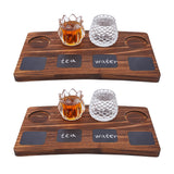 8-Hole Pinewood Wine Glass Organizer Holder, Goblet Serving Tray Rack, with Square Wood Sheet, Rectangle, Saddle Brown, 19x33x1.9cm, Inner Diameter: 5.8cm and 5.8x5.05cm