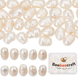 40Pcs Large Hole Pearl Beads, Natural Cultured Freshwater Pearl Loose Beads, Dyed, Oval, Seashell Color, 7~10x7~8mm, Hole: 1.8mm