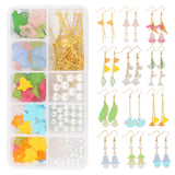 DIY Flower Dangle Earring Making Kits, Including Acrylic & Glass Beads, Iron Spacer Beads, Brass Earring Hooks, Mixed Color, 20.5x12x10.5mm