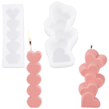 2Pcs 2 Style Heart DIY Candle Silicone Molds, Resin Casting Molds, For UV Resin, Epoxy Resin Jewelry Making, White, 99~121x33~64.5x18~28.5mm, 1pc/style