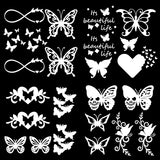 4Pcs 4 Styles Square PET Waterproof Self-adhesive Car Stickers, Reflective Decals for Car, Motorcycle Decoration, Silver, Butterfly Pattern, 200x200mm, 1pc/style