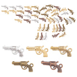 50 Pcs 5 Colors Zinc Alloy Gun Necklace Pendants, Revolver Pistol Charm, Mixed Color, 10pcs/color