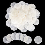 80Pcs Natural Capiz Shell Connector Charms, Shell Slice, Flat Round Links, White, 49.5x0.8mm, Hole: 1.6mm