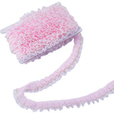 10M Polyester Polka Dot Lace Ribbons, Ruffled Lace Trim for Costume Decoration, Pearl Pink, 1-3/8 inch(35mm)