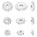 15Pcs 3 Size Sterling Silver Spacer Beads, Flower, Silver, 4.5~7.5x1.5mm, Hole: 0.8~1.6mm, 5Pcs/style