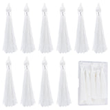 10Pcs Nylon Tassels Big Pendant Decorations, White, 83~92x9~10mm, Hole: 1.5~4mm