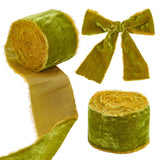 Flat Velvet Ribbons, Raw Edged Ribbons, Clothes Accessories, Dark Olive Green, 2 inch(50mm), about 3 Yards/Roll