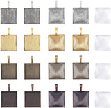DIY Blank Square Pendant Making Kit, Including Tibetan Style Alloy Pendant Settings, Glass Cabochons, Antique Silver, 40Pcs/box