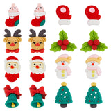 48Pcs 8 Styles Christmas Theme Opaque Resin Cabochons, Reindeer & Christmas Tree & Santa Claus, Mixed Shapes, Mixed Color, 21~25x15.5~26x6~8.5mm, 6pcs/style