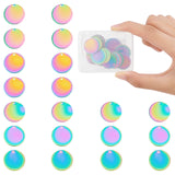 20Pcs Ion Plating(IP) 304 Stainless Steel Pendants, Stamping Blank Tag, Flat Round, Rainbow Color, 20x1mm, Hole: 1.4mm