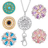 DIY Interchangeable Flower Office Lanyard ID Badge Holder Necklace Making Kit, Including Rhinestone Snap Buttons & Alloy Keychain Making, 304 Stainless Steel Cable Chains Necklace, Mixed Color, 7Pcs/box