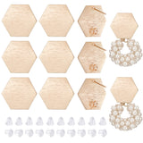 12Pcs Brass Stud Earring Findings, with Vertical Loops, Hexagon, Nickel Free, with 30Pcs Plastic Ear Nuts, Real 18K Gold Plated, 16x18.5mm, Hole: 1.5mm, Pin: 0.6mm