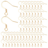 100Pcs 304 Stainless Steel French Earring Hooks, Flat Earring Hooks, Ear Wire, with Horizontal Loop, Real 18K Gold Plated, 15x17x2mm, Hole: 2mm, 21 Gauge, Pin: 0.7mm