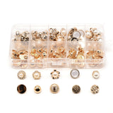 1-Hole Plastic Buttons, with Imitation Pearl & Resin, Garment Accessories, Gold, 10~12.5x7~12.5mm, Hole: 2~3mm, 100pcs/set