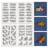 4 Sheets 11.6x8.2 Inch Stick and Stitch Embroidery Patterns, Non-woven Fabrics Water Soluble Embroidery Stabilizers, Flower, 297x210mmm