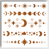 PET Hollow Out Drawing Painting Stencils, for DIY Scrapbook, Photo Album, Moon, 300x300mm