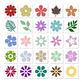 25Pcs 25 Styles Plant PET Plastic Hollow Out Drawing Painting Stencils Templates, Flower, 13x13mm, 1pc/style