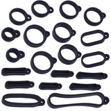 55Pcs 11 Styles Silicone Pendant, for Electronic stylus & Lighter Making, Ring, Black, 16x12x6mm, Hole: 2.5mm, 8mm inner diameter, 5pcs/style