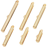 36Pcs 6 Style 304 Stainless Steel Slide On End Clasp Tubes, Slider End Caps, Real 18K Gold Plated, 13~40x6x4mm, Hole: 3x1mm, Inner Diameter: 3~3.5mm, 6Pcs/style