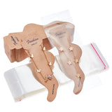 120Pcs Paper Anklet Display Cards, with 120pcs OPP Cellophane Bags, Foot Shape with Word Fashion Anklet, Tan, 15.6x5.55x0.05cm