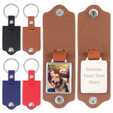 4Pcs 4 Colors Sublimation Keychain Blanks, PU Leather Keychain with Zinc Alloy Key Rings, Double-Side Printed Heat Transfer Keychain, Mixed Color, 10.3cm, 1pc/color