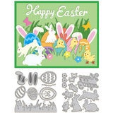 Easter Carbon Steel Cutting Dies Stencils, for DIY Scrapbooking, Photo Album, Decorative Embossing Paper Card, Stainless Steel Color, Rabbit, 100~105x94~107x0.8mm, 2pcs/set