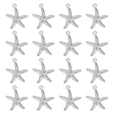 100Pcs 316 Surgical Stainless Steel Pendants, Starfish Charm, Stainless Steel Color, 18x15x2mm, Hole: 1.2mm