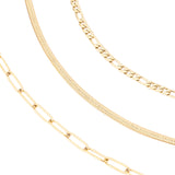 3Pcs 3 Styles 304 Stainless Steel Chain Necklaces, with Lobster Claw Clasps, Golden, 1pc/style