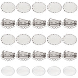 30 Sets Blank Dome Glass Oval Brooch, 304 Stainless Steel Lapel Pin for Backpack Clothes, Stainless Steel Color, 20x14x10mm