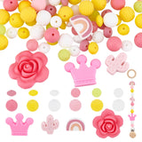 16 Style Food Grade Eco-Friendly Silicone Beads, Chewing Beads For Teethers, DIY Nursing Necklaces Making, Mixed Shapes, Mixed Color, 6.5~30x12~30x10~15mm, Hole: 2~2.3mm, 100pcs/box