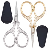 2Pcs Stainless Steel Sewing Scissors, for Embroidery, Sewing, and 2Pcs PVC Protective Scissors Cover, Mixed Color, Scissors: 90~92x47x5mm