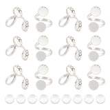 DIY Blank Dome Ring Making Kit, Including Flat Round Brass Open Cuff Ring Settings, Glass Cabochons, Platinum, 36Pcs/box