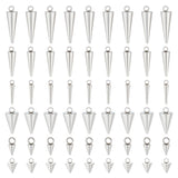 60Pcs 6 Style 304 Stainless Steel Pendants, Spike/Cone, Stainless Steel Color, 6.5~14x2~7mm, Hole: 1~2mm, 10pcs/style