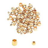304 Stainless Steel Beads, Barrel with Round, Golden, 4~6x3~6mm, Hole: 1.5~4mm, 80pcs/box