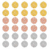 30Pcs 3 Colors Rack Plating Brass Hollow Beads, Cadmium Free & Lead Free, Round, Mixed Color, 8mm, Hole: 1.2mm, 10pcs/color