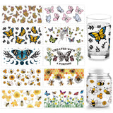PVC DIY Heat Transfer Paper, for UV Sublimation Cup, Butterfly, 110x240mm, 10 style, 1pc/style, 10pcs/set